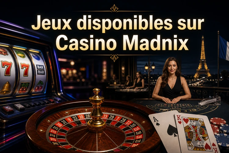 Jeux et catégories disponibles sur casino Madnix